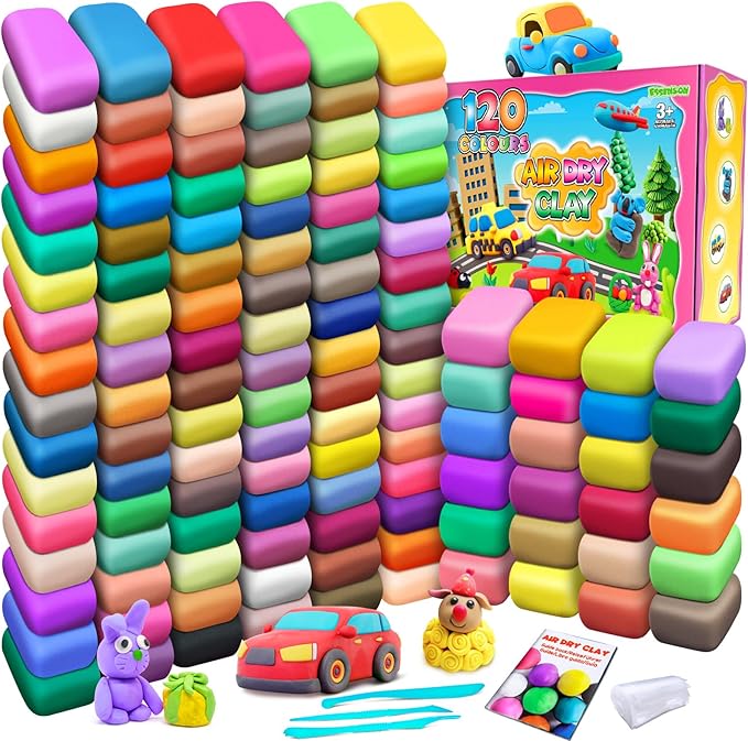 ESSENSON Air Dry Clay 120 Colors, Modeling Clay for Kids, DIY Molding Magic Clay, Gift for Kids
