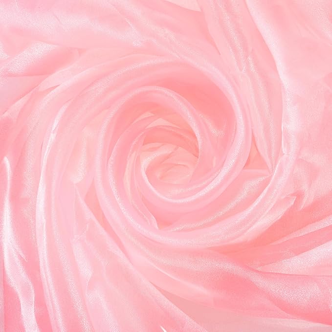 MECCANIXITY Iridescent Sheer Organza Fabric, 2 Yards x 59 Inches Solid Holographic Shiny Fabric Organza Cloth for Wedding, Curtains, Costume, Photo Background, Dark Pink