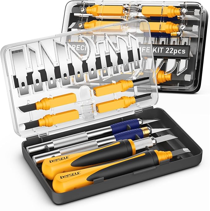 DIYSELF Exacto Knife, 22 Pack Exacto Knife Set with Exacto Blades, Craft Knife for Art, Stencil, Scrapbooking, and Modeling, Hobby Knife, Precision, Art Knives Kit, Pumpkin Carving Tools