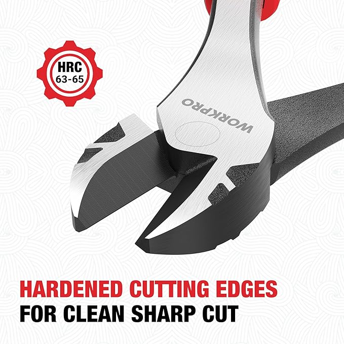 WORKPRO 8 Inch High Leverage Diagonal Pliers, Wire Cutters Heavy Duty in CRV Steel, Diagonal Cutters for Cutting Wires