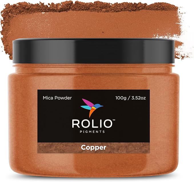 Rolio Premium Brown Mica Powder - Copper (100G / 3.5 oz) - 1 Jar of Brown Pigment Powder for Epoxy Resin, Dye, Soap Making, Nail Polish, Paint, Candle Making, Bath Bombs, Slime