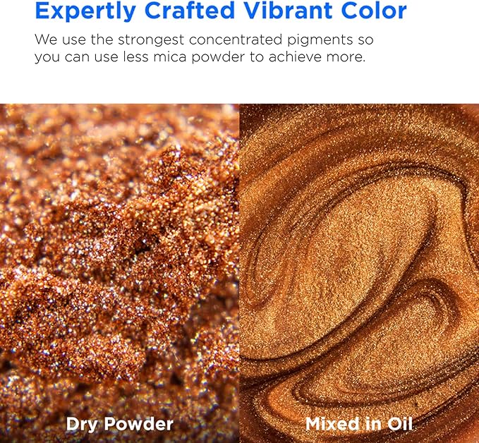 Rolio Premium Brown Mica Powder - Copper (100G / 3.5 oz) - 1 Jar of Brown Pigment Powder for Epoxy Resin, Dye, Soap Making, Nail Polish, Paint, Candle Making, Bath Bombs, Slime