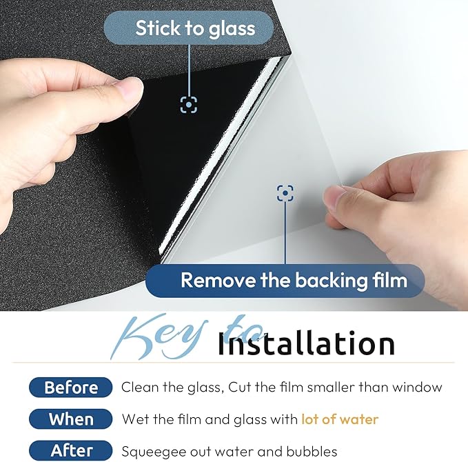 rabbitgoo Blackout Window Film, Sun Heat Blocking Privacy Cover for Glass, Removable Opaque Room Darkening Dark Black Out Window Covers Tint Shades for Home Day Sleep Light Blocker 35.4 x 157 Inches