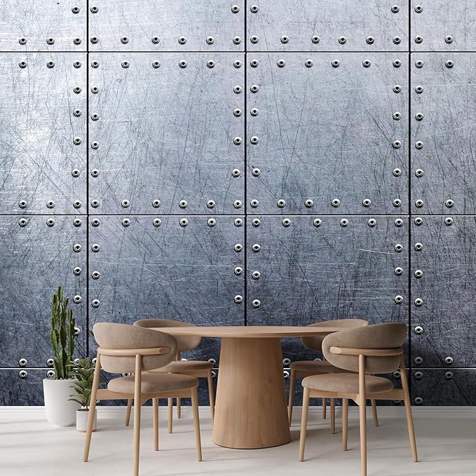 wall26 Wall Sticker/Wall Mural Metal Background, Not Peel and Stick, Non-Woven Wallpaper Decorative for Bedroom, Living Room, Office - 120x144 inches