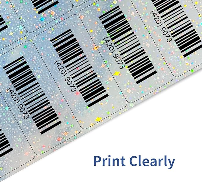 STARLIBOO Shipping Labels Stickers, 2"×4" Printable Holographic Mailing Labels for Laser/Inkjet Printing- Matte, Permanent Adhesive Sticker (Holographic Star)