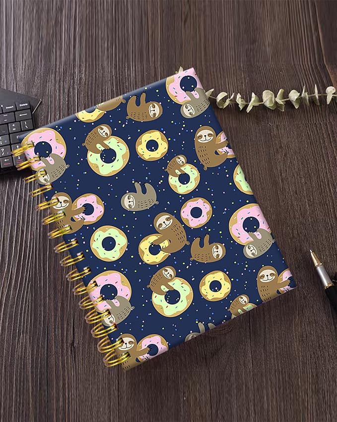 iampanda Spiral Journal Notebook,Cute Strong TwinWire Binding with Premium Paper for Girl Women,60 Sheets A5 College Ruled NotebookJournal,Perfect for School Office Home Gifts,Sloth with Sweet