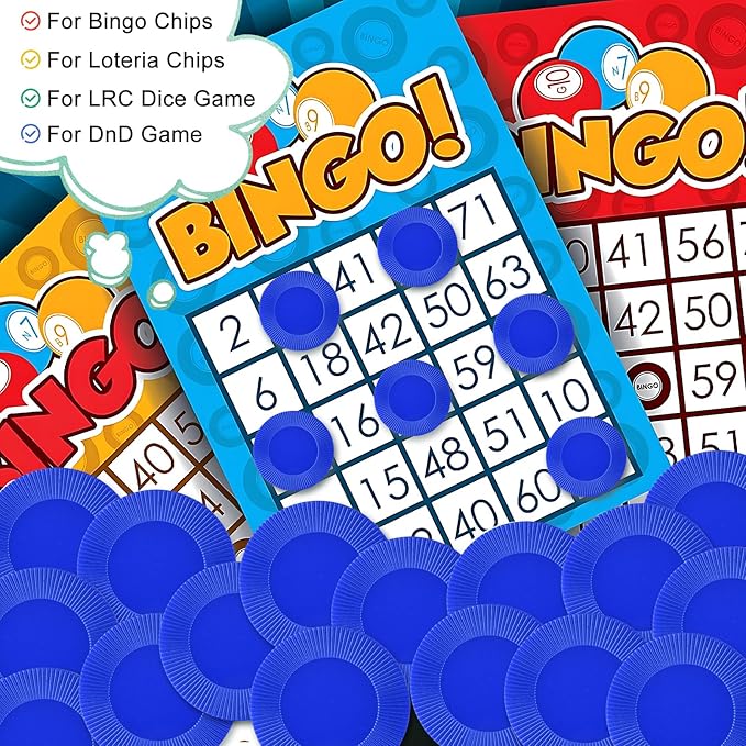 Coopay 500 Pieces Plastic Poker Chips, 1 Inch Bingo Chips Bulk Learning Counters Disks Poker Card Game, Counting Markers for Math Practice, Game Tokens and Teaching Rewards, 25 mm (Blue)
