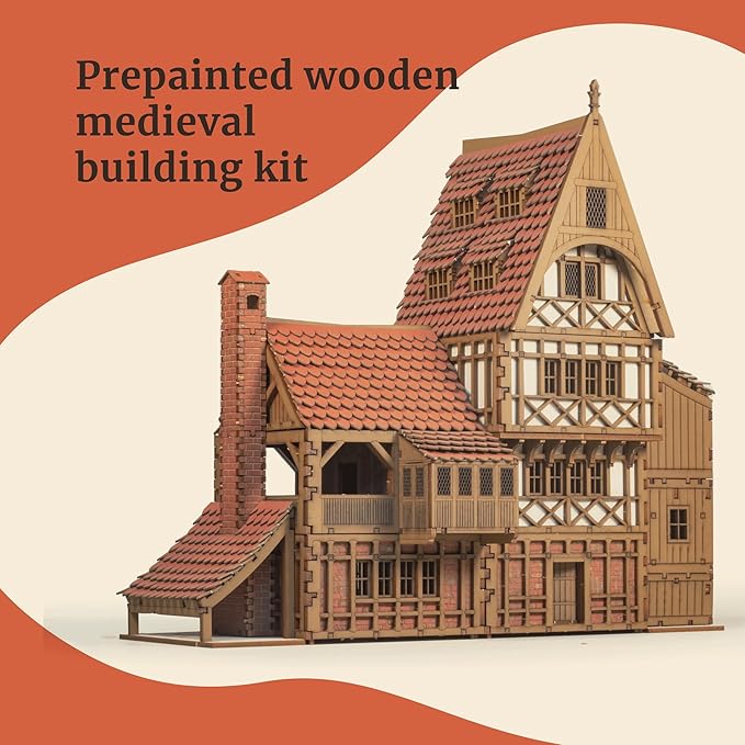 Guild Hall - DIY Wooden House Building Kit for Architecture & Engineering Assembly Set for Teens and Adult, Tabletop Games, Makes a Great Gift for who Like Creative Play - Realistic