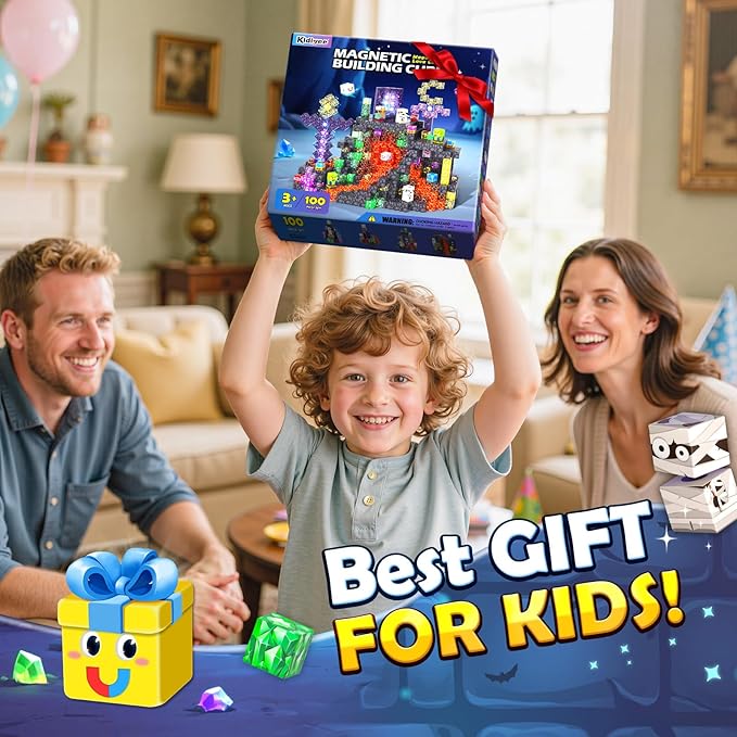 Magnetic Blocks - Mine Magnet World Building Toys for Kids Ages 4-6 6-8 8-12, STEM Magnetic Building Blocks Kids Sensory Toys Games, Gift for 3+ Year Old Boys and Girls