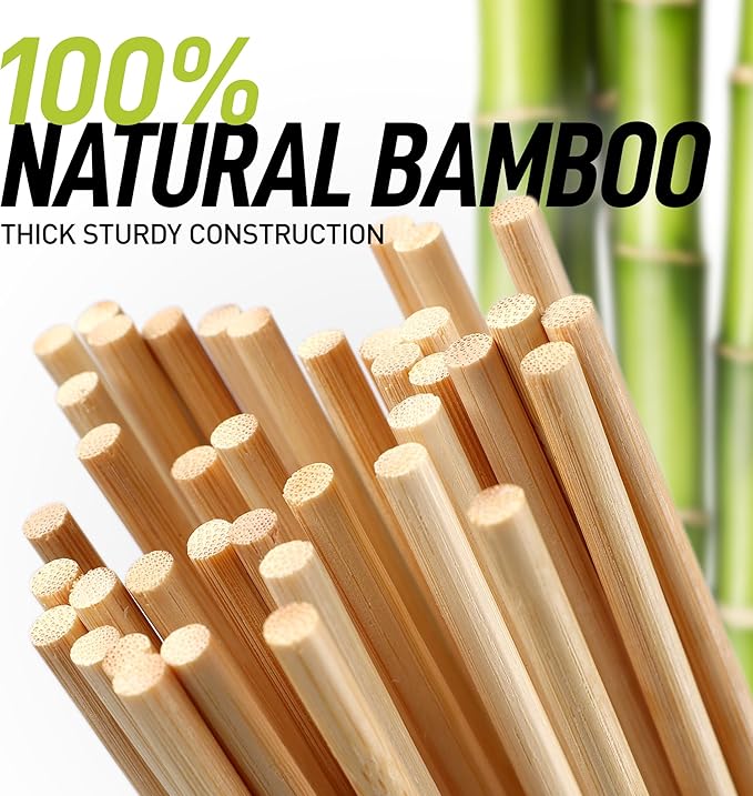 Zulay 100 Pack Bamboo Wooden Skewers - 17.5" Marshmallow Roasting Sticks & Barbeque Skewers For Campfire - Authentic Bamboo Sticks & Smores Sticks For Grilling Hotdogs, Kabobs, BBQ, & More