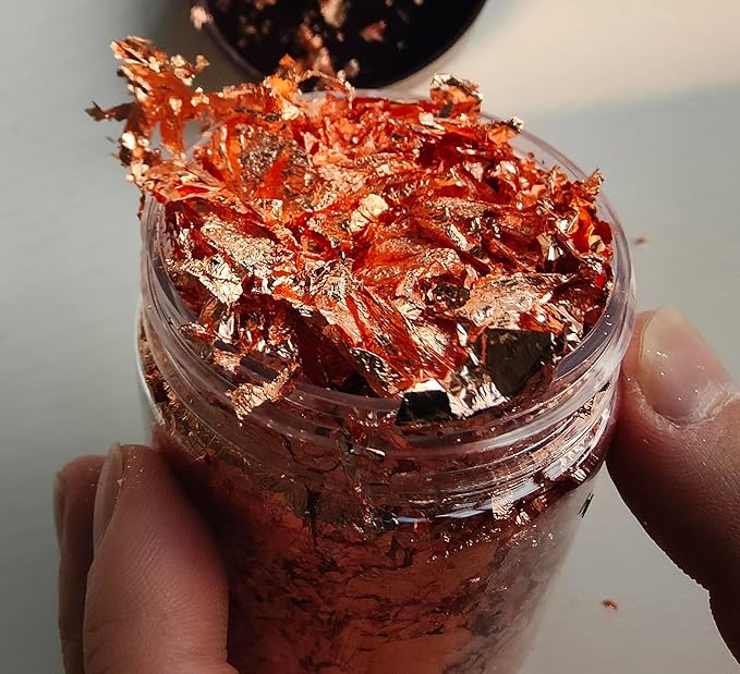 Gilding Flakes,Gold Foil Flakes for Resin,Blue Red Purple Pink Metallic Foil Flakes for Resin Jewelry Making,Nails,Painting Art,Crafts and Slime (Imitation Gold +Silver+Copper)