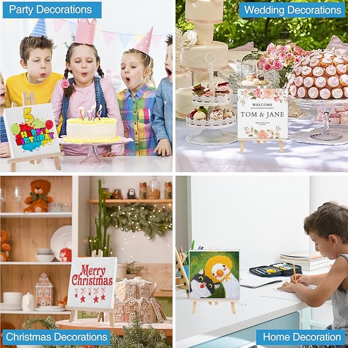 ESRICH Mini Canvases for Painting, 4x4In Canvas in Bulk 100 Pack, 2/5In Profile Small Square Canvas, Blank Canvases are Great for School Projects and Kids Birthday Parties, Home Decor Project.