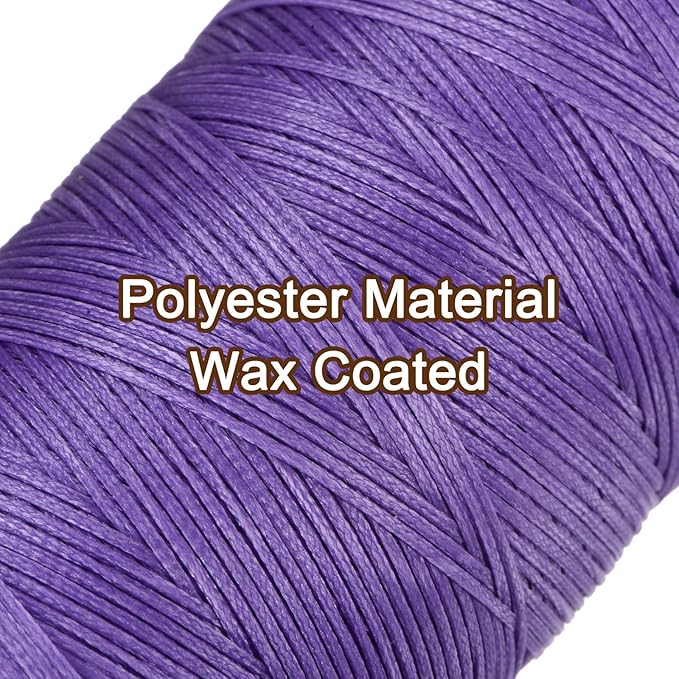Uxcell 150D 0.8mm Flat Waxed Thread, 284 Yards Polyester, Dark Purple, Leather Sewing Waxed String