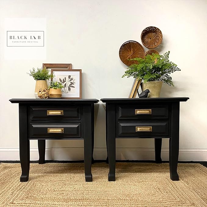 Dixie Belle Paint Company Chalk Finish Furniture Paint - Caviar (4oz) - Matte Black Chic Chalk Mineral DIY Furniture Paint
