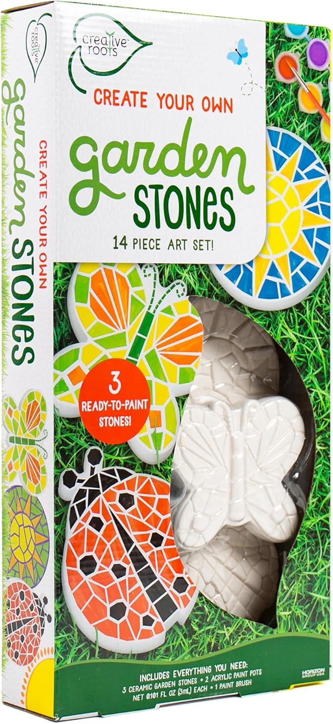 Creative Roots Paint Your Own Butterfly, Ladybug & Sun Stepping Stone by Horizon Group USA, 1 box of 3 count