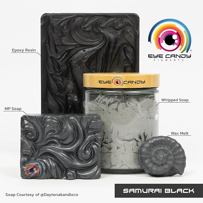 Eye Candy Pigments Premium Black Mica Powder - Samurai Black (25gr) - for Epoxy, Resin, Soap, Paint, Woodworking, Acrylic Pouring, Bath Bombs, Fishing Lures - DIY Arts and Crafts Additive
