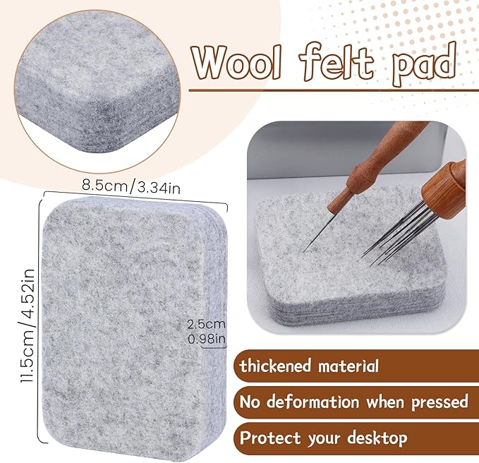 SOCNITC Needle Felting Tools, Needle Felting Kit, 4.5"x3.5" Needle Felting Pad, Wooden Handle Scissor for Beginner & Professional DIY