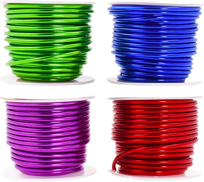 Mandala Crafts 8 Gauge Anodized Aluminum Craft Wire for Jewelry Making - 128 FT Colored Flexible Rainbow Wire - Bendable for Bonsai Armature Crafting Sculpting