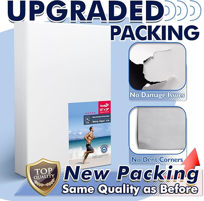 Koala Ultra Premium Photo Paper 13x19 In Glossy Photo Printer Paper for Inkjet Printer Water Resistant 50 Sheets 72lb