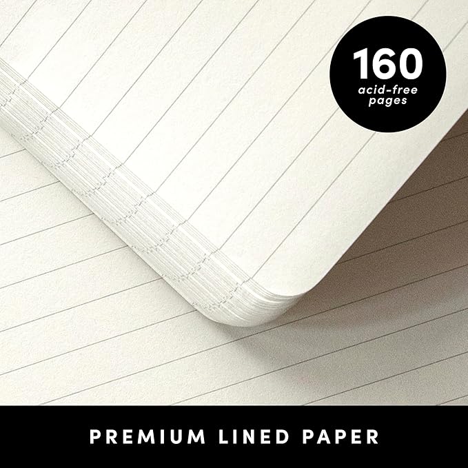 PAPERAGE Lined Journal Notebook, 3 Pack, (Blush), 160 Pages, Medium 5.6 in x 8 in - 100 GSM Thick Paper – Hardcover Journaling Notebook for Work, School & Note Taking