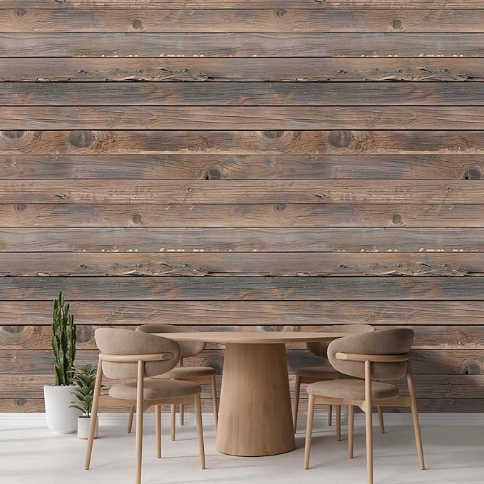 wall26 Horizontal Brown Vintage and Retro Wood Textured Paneling Wall Mural, Removable Wallpaper, Home Decor - 100x144 inches