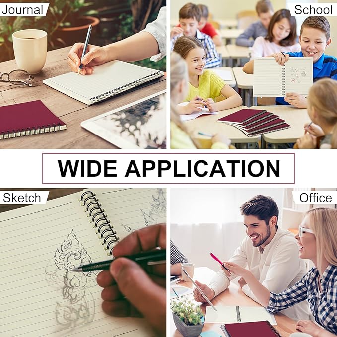 Yahenda 18 Pcs Spiral Notebook Bulk A5 Journal Lined 8.3'' x 5.5'' Writing Composition Paper Small Notepad Subject Notebook for Students Office Business Back to School Supplies (Wine Red)