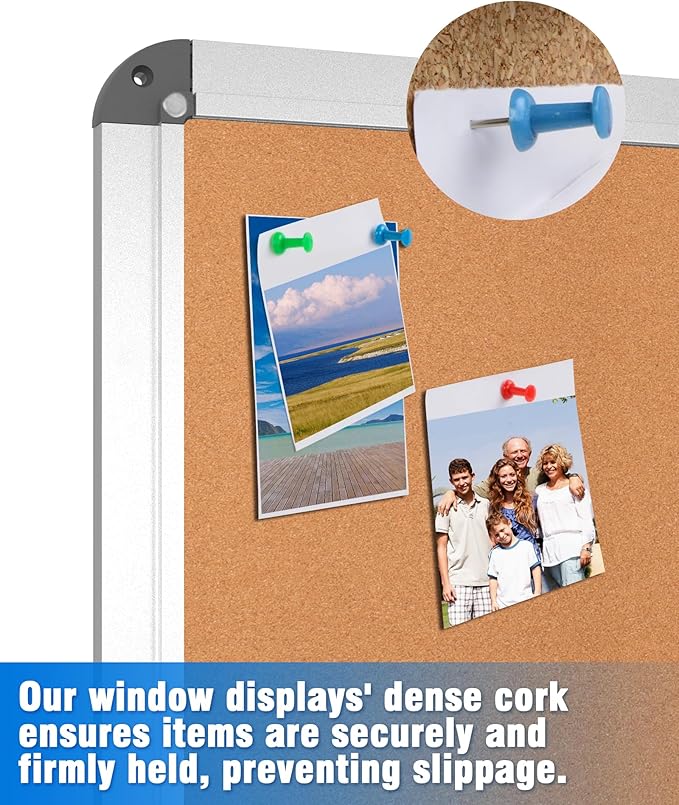 2 Pack 28"x26" Enclosed Bulletin Board, Lockable Weather-Resistant Aluminum Cork Noticeboard for School & Office, Silver Frame w/Cork