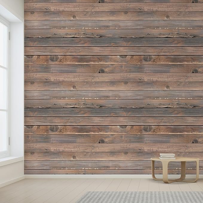 wall26 Horizontal Brown Vintage and Retro Wood Textured Paneling Wall Mural, Removable Wallpaper, Home Decor - 100x144 inches