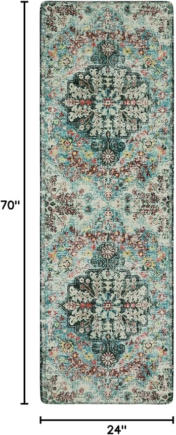 Lahome Bohemian Floral 2x6 Washable Hallway Runner Rug, Non Slip Kitchen Laundry Hallway Rug Runner, Pet Friendly Bathroom Indoor Carpet Runners for RV Camper Entrance Bedroom