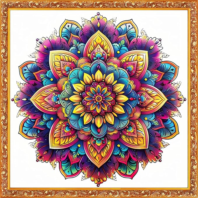 Hopeart Stamped Cross Stitch Kits for Beginner Embroidery Kits for Beginners Adults DIY 11CT Cross Stitch Patterns Needlepoint Kits Crossstitching Kits-Colorful Mandala 18x18 inch