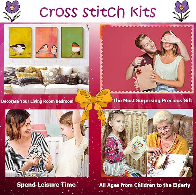 Dimxvean Stamped Cross Stitch Kits,Cross Stitch Kits for Adults Beginners,Embroidery Kits Full Range of Cross Stitch Stamped Kits Needlepoint Kits Cross Stitch Patterns-The Lake House 18x18 inch