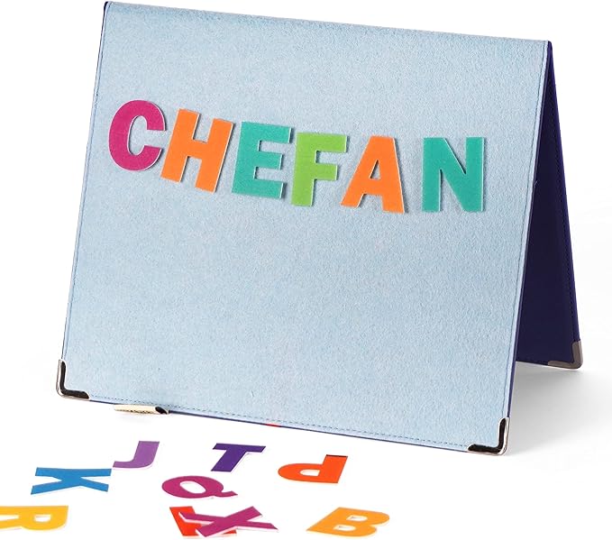 CHEFAN Foldable Felt Board for Toddlers 22 x 13, Freestanding Flannel Board for Kids, Preschool Classroom and Daycare Storytelling Display, Compatible with Felt Set, Blue