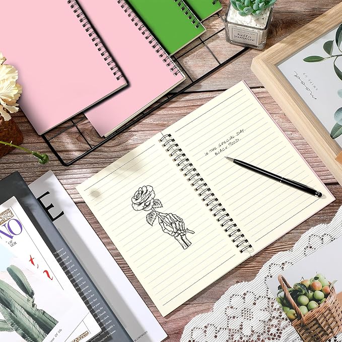 Yahenda 18 Pcs Spiral Notebook Bulk A5 Journal Lined 8.3'' x 5.5'' Writing Composition Paper Small Notepad Subject Notebook for Students Office Business Back to School Supplies (Pink,Light Green)