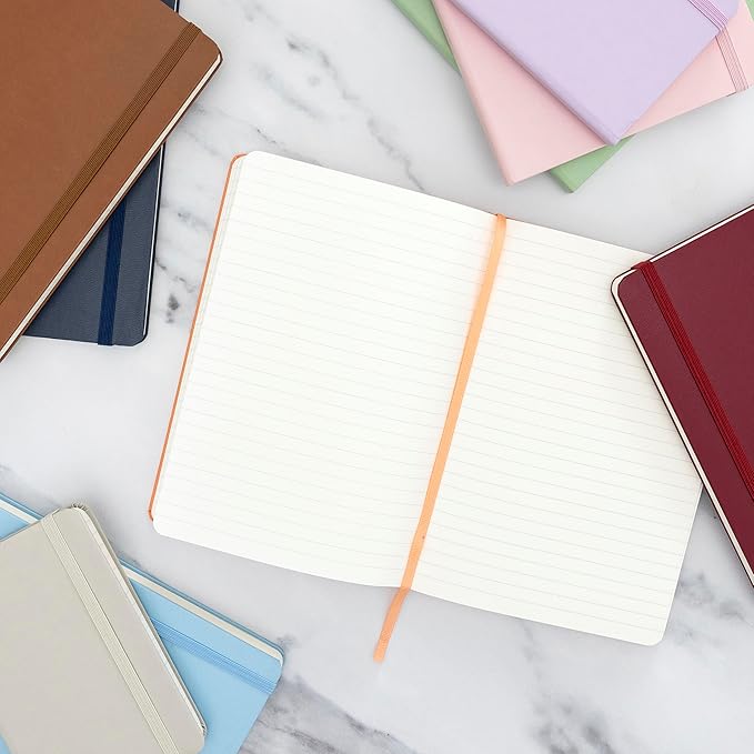 PAPERAGE Lined Journal Notebook, 3 Pack, (Blush), 160 Pages, Medium 5.6 in x 8 in - 100 GSM Thick Paper – Hardcover Journaling Notebook for Work, School & Note Taking