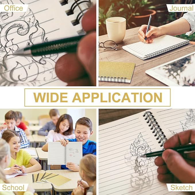 Yahenda 6 Pcs Spiral Notebook Bulk A5 Journal Lined 8.3'' x 5.5'' Writing Composition Paper Small Notepad Subject Notebook for Students Office Business Back to School Supplies (Light Gold)