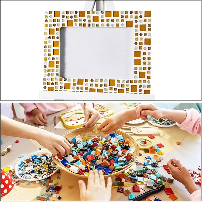 MECCANIXITY 2 Pcs Stained Glass Sheet Mosaic Tile 7.9 Inch x 5.9 Inch Light Blue Stained Glass Sheets for Crafts DIY Art Project