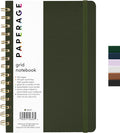 PAPERAGE Graph Paper Spiral Notebook & Journal, (Olive Green), 160 Pages, Medium 5.5 inches x 8 inches - 100 GSM Thick Graphing Paper, Hardcover, Double-Wire Grid Spiral Notebook