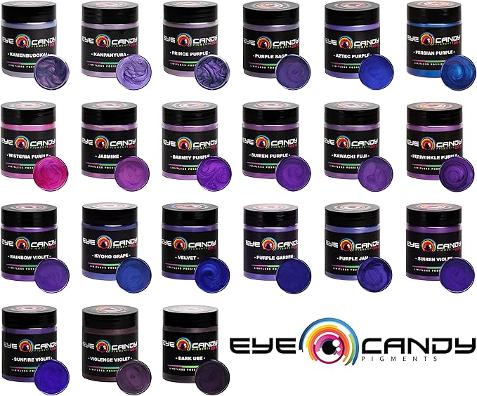 Eye Candy Pigments Premium Purple Mica Powder - Barney Purple (25gr) - for Epoxy, Resin, Soap, Paint, Woodworking, Acrylic Pouring, Bath Bombs, Fishing Lures - DIY Arts and Crafts Additive
