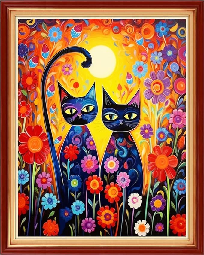 Magxvouy Cross Stitch Kits Stamped Full Range of Embroidery Kits,Cross Stitch Patterns Needlework Kits for Beginners 11CT Printed Kits&Magical Cat 16x20 inch