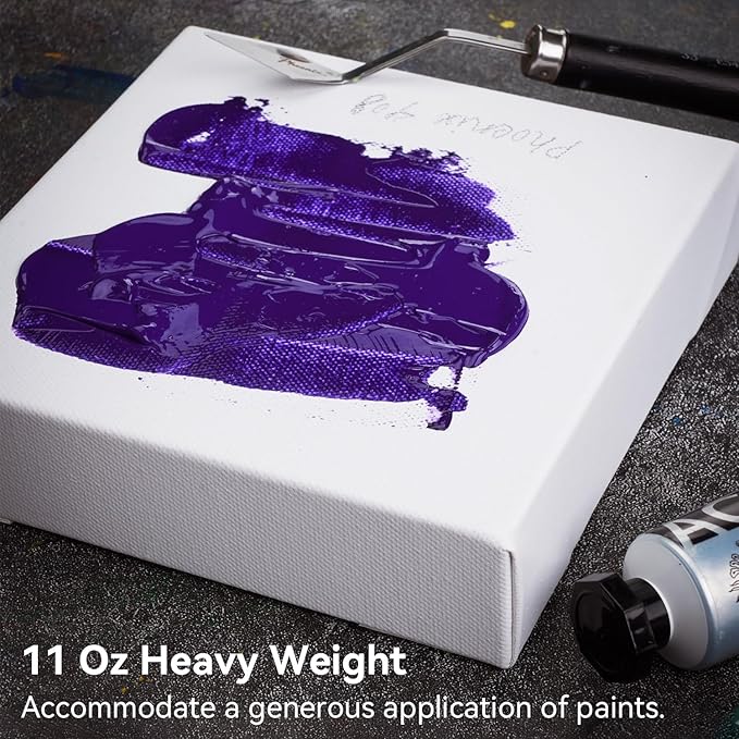 PHOENIX 6x12 Inch 3 Pack Gallery Canvas - Small Long 1.5 in Thick Canvases for Painting - Deep Edge 100% Cotton 11 Oz. Gesso Primed White Blank Professional Canvas Oil & Acrylic Paints