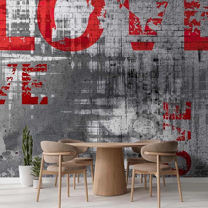 wall26 Wall Sticker/Wall Mural Love Letters Graffiti, Not Peel and Stick, Non-Woven Wallpaper Decorative for Bedroom, Living Room, Office - 96x120 inches