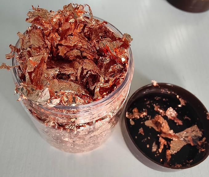Gilding Flakes,Gold Foil Flakes for Resin,Blue Red Purple Pink Metallic Foil Flakes for Resin Jewelry Making,Nails,Painting Art,Crafts and Slime (Copper)