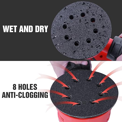 100 Pcs 5 inch Wet Dry Sanding Discs Grit 320 Hook and Loop 8 Hole Silicon Carbide Orbital Sander Sandpaper
