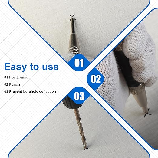 2Pcs Center Punch, 6Inch Automatic Center Punch Super Strong, Adjustable Spring Loaded Hole, Hardened Steel Auto Marker Tool for Metal, Wood, Glass by Pniimoo