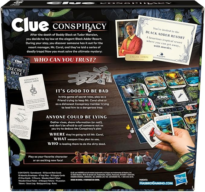 Hasbro Gaming Clue Conspiracy Board Game for Adults and Teens, Secret Role Strategy Games, Ages 14+, 4-10 Players, 45 Minutes, Mystery & Party Games