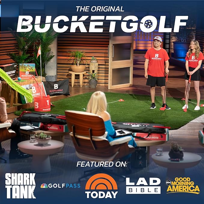 bucketgolf Game The Original Ultimate Backyard Lawn Golf Game for Family, Adults and Kids - Portable 6 Hole Golf Course Play Outdoor, Lawn, Park, Beach, Yard.