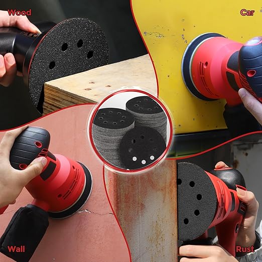 100PCS 5 inch Silicon Carbide Sanding Discs 240 Grit, Wet Dry Orbital 5 Sander Hook and Loop Sandpaper Disc, Best for Metal,Automotive,Wood Polishing