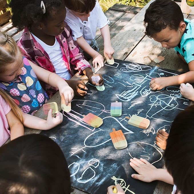 24 Pcs Ice Cream Sidewalk Chalk Set Multicolor Party Favors Bulk Washable Safe Outdoor Chalk for Kids Adults Fun Summer Playground Outdoor Activities Painting on Chalkboard Blackboard