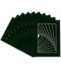 Pack of Ten Acid Free 8x10 Mats Bevel Cut for 5x8 Photos - Green Suede Precut Matboards With Backing Boards and Self Seal Photo Mat Bags For Pictures, Photos, Framing - 4-ply Thickness