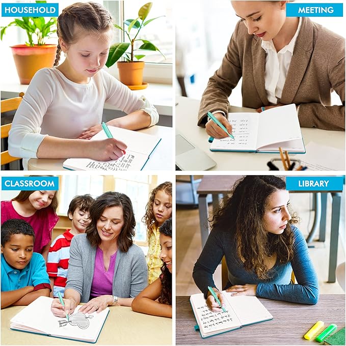 feela 24 Pack Journal Notebook Bulk for Work, Business Notebook Hardcover Lined Writing Journal with Pen Holder for Men Women Note Taking, with 24 Black Pens, 120 GSM, 5.1”x8.3”, A5, Teal